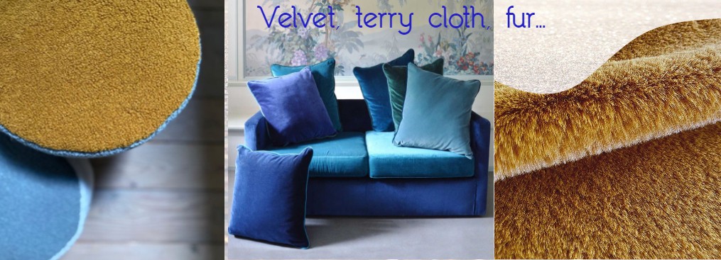Upholstery fabrics winter velvet, boucle, fur